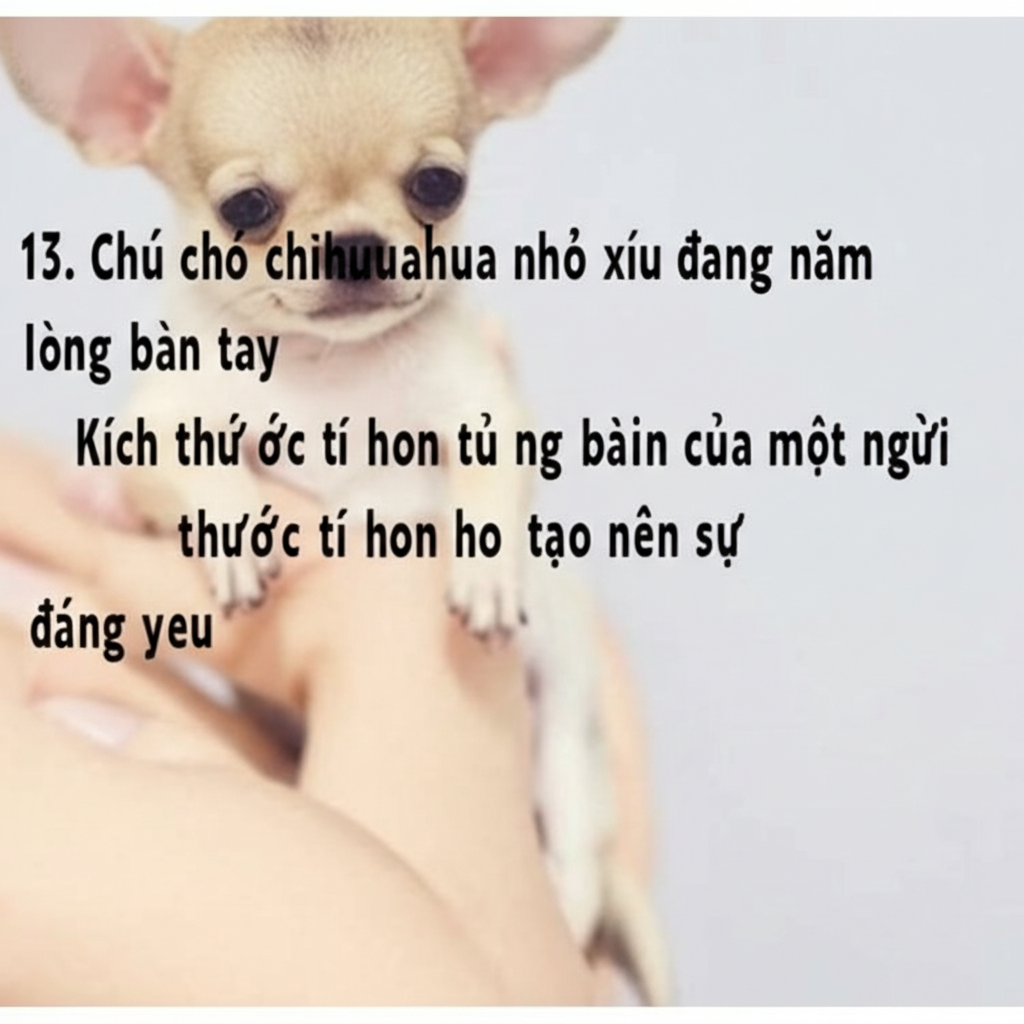 13. Ch&uacute; ch&oacute; chihuahua nhỏ x&iacute;u đang nằm tr&ecirc;n l&ograve;ng b&agrave;n tay của một người, vẻ mặt dễ thương.  K&iacute;ch thước t&iacute; hon của n&oacute; tạo n&ecirc;n sự đ&aacute;ng y&ecirc;u.